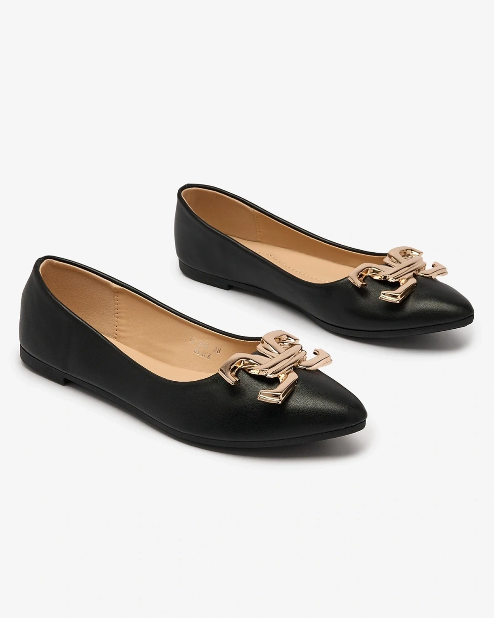 Resti Black women&#039;s pointed-toe ballerinas with embellishment on the nose Figgda