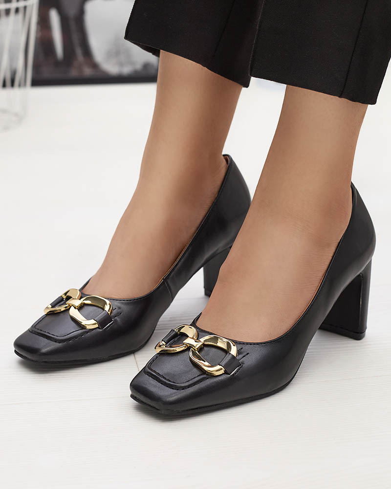 Resti Black women&#039;s moccasin style pumps Cancoro- Footwear