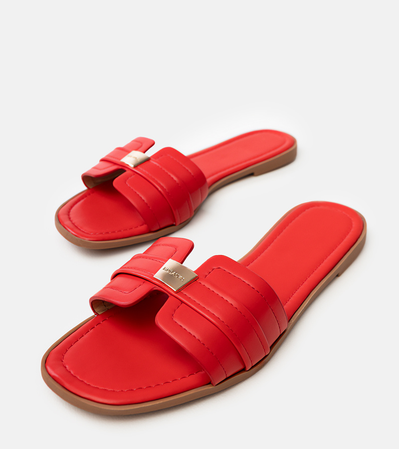 marka niezdefiniowana Red women&#039;s flip-flops with decoration on the strap Lavender