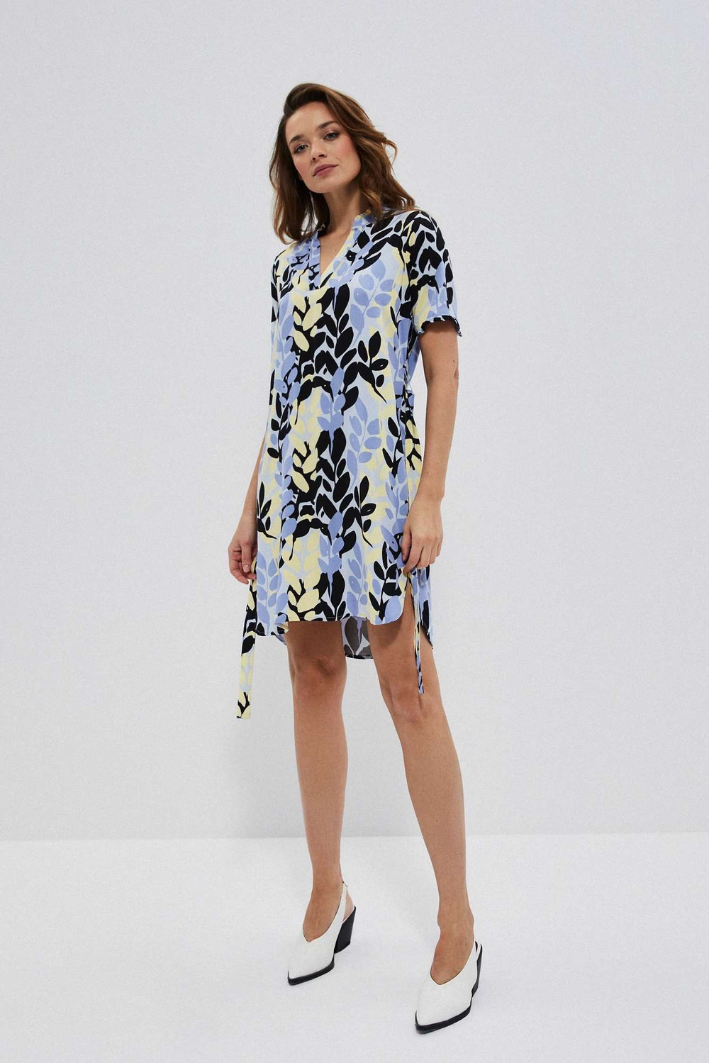 Marisse Viscose Dress With Tie L-Su-3720 L.Blue
