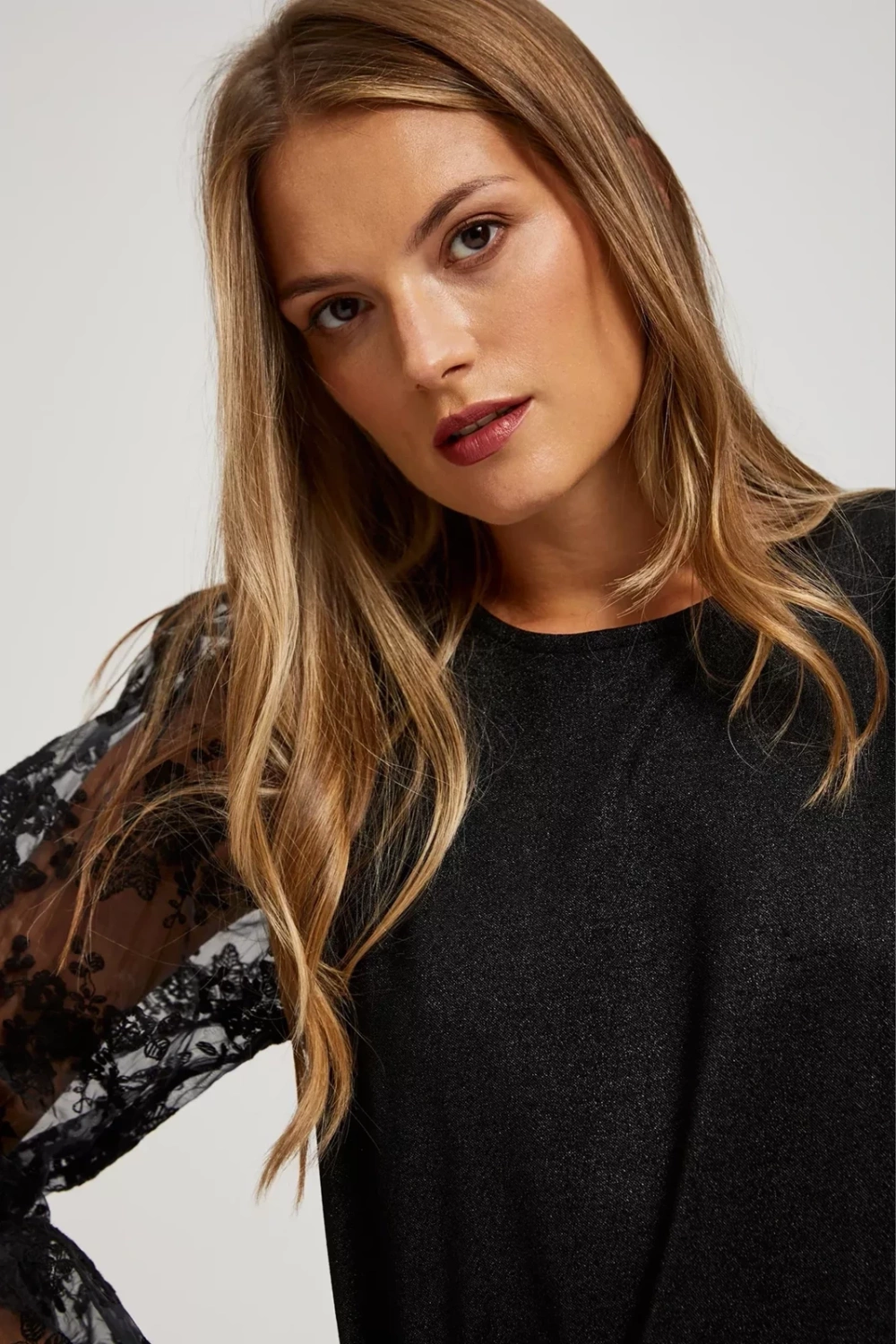 Marisse Dress With Openwork Sleeves