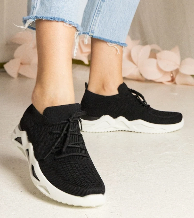 Gemre Adidași negri de damă cu guler tip șosetă Miyana