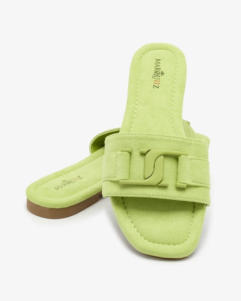 Resti Royalfashion Neon green women&#039;s flip-flops with buckle Rydr