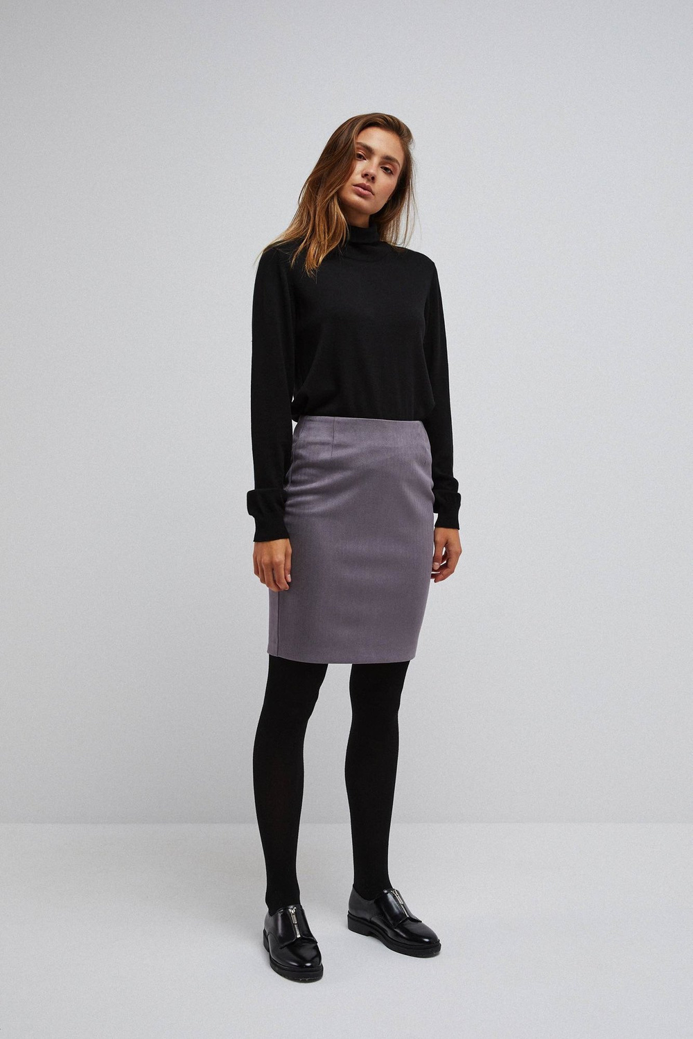 Marisse Pencil Skirt With Shiny Thread Z-Sc-3605 Graphite