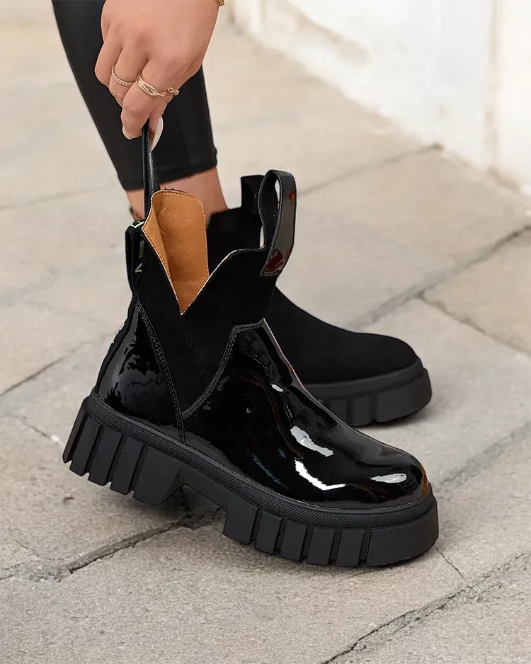 Resti Black women&#039;s patent leather insulated Eratra boots