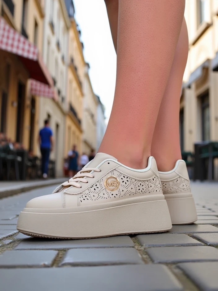 Resti Aurelia Beige Platform Sneakers Eco Leather