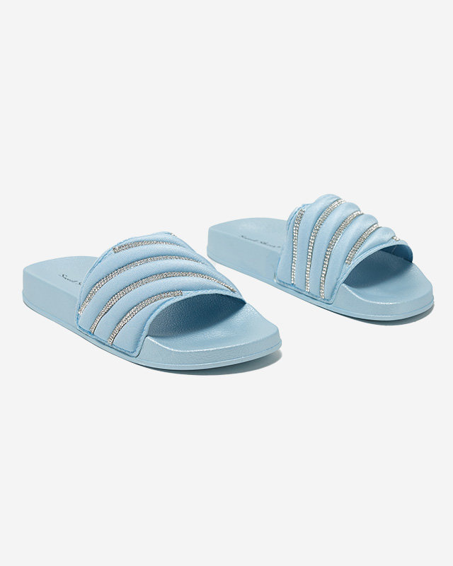 Resti Blue women&#039;s flip-flops with zircons Erikis - Footwear