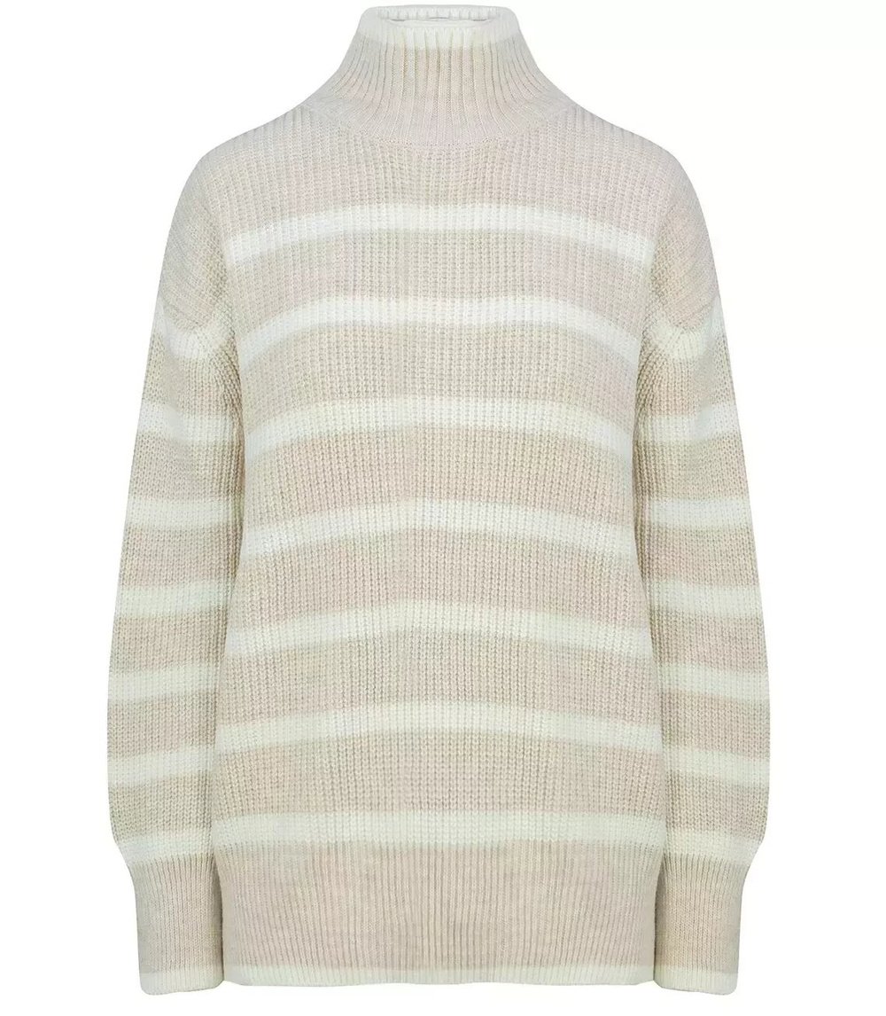 Pri Super fashionable striped turtleneck knitted sweater