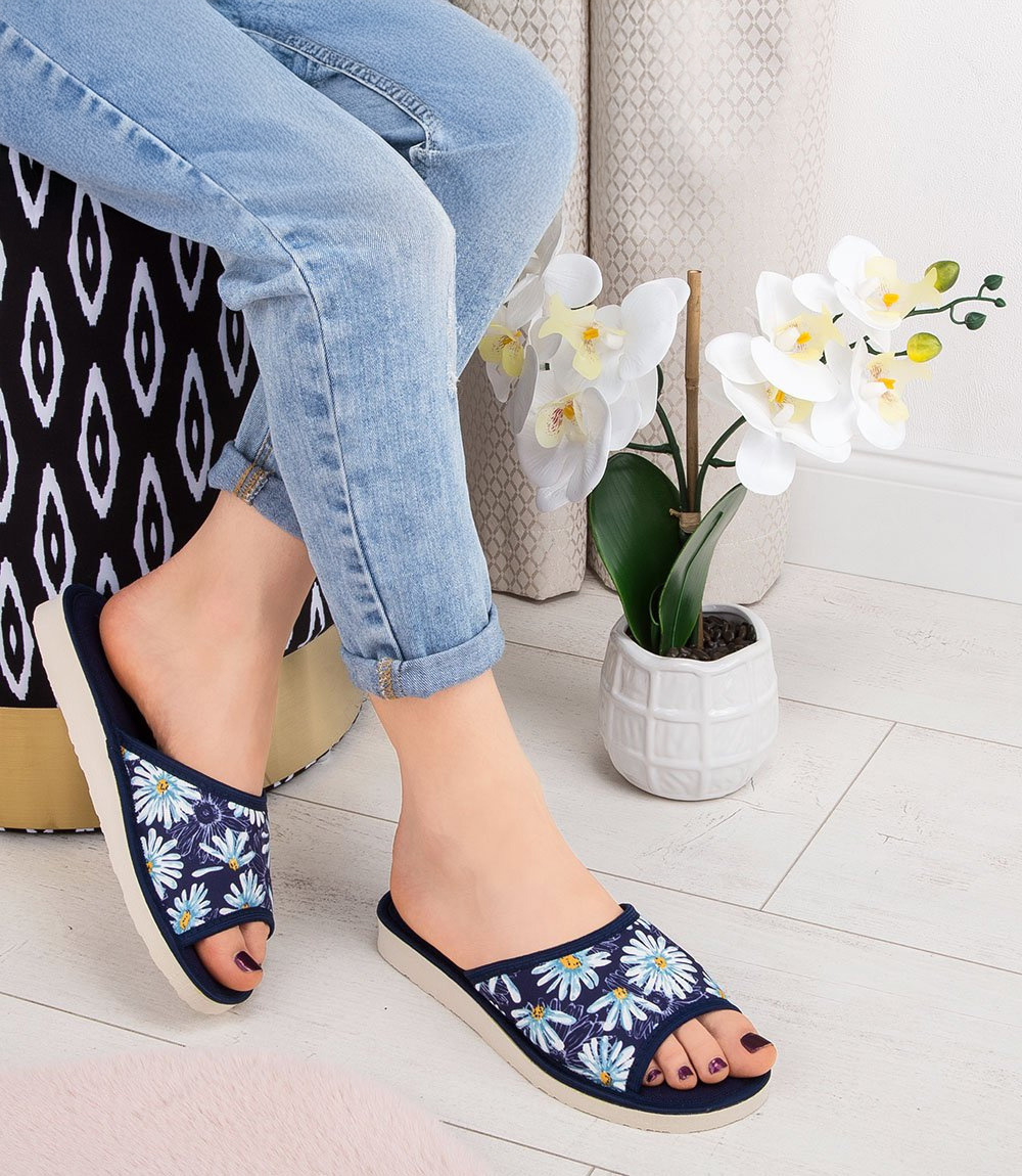 Дамски чехли Natural Style NS-018 сини цветя