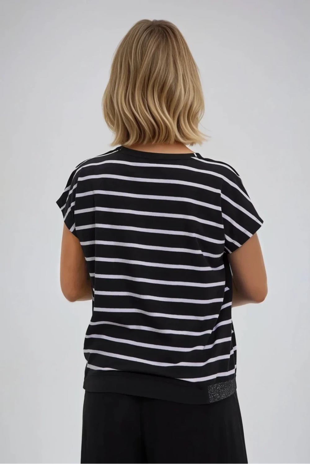 Marisse Black Cotton Blouse With Print