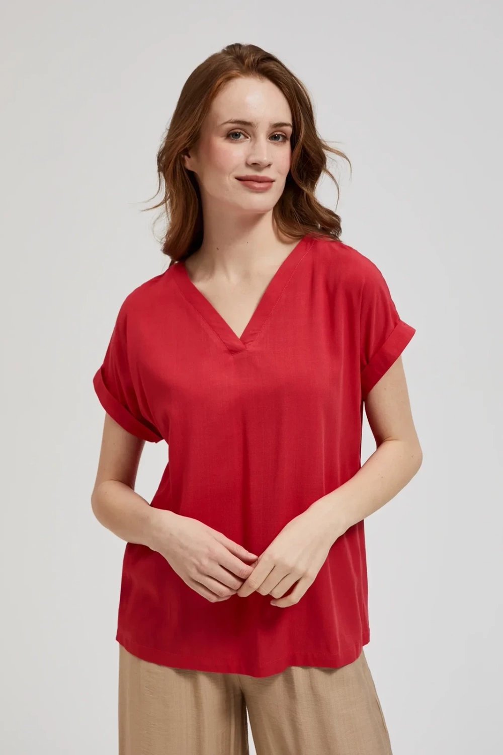 Marisse Womens Shirt L-Ko-4367 Red