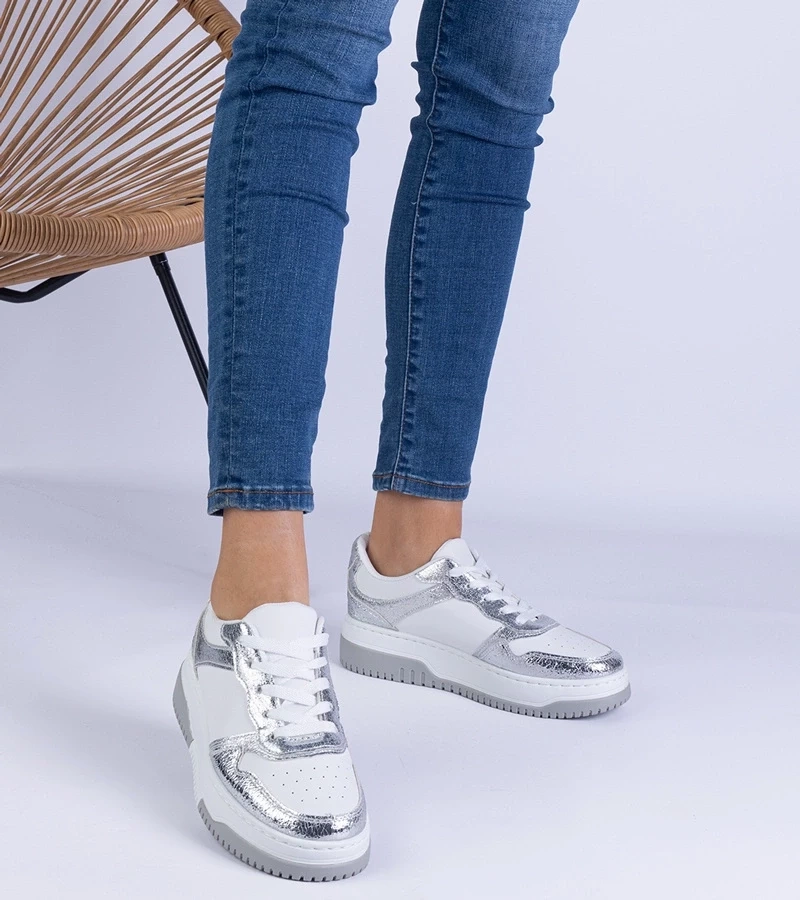 Gemre Adidași argintii cu talpă groasă Undina