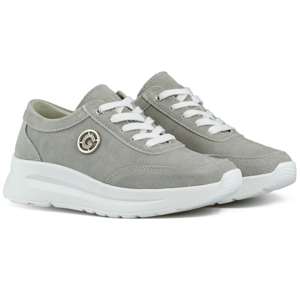 primohurt Sneakersy damskie ze skóry naturalnej w kolorze szarym