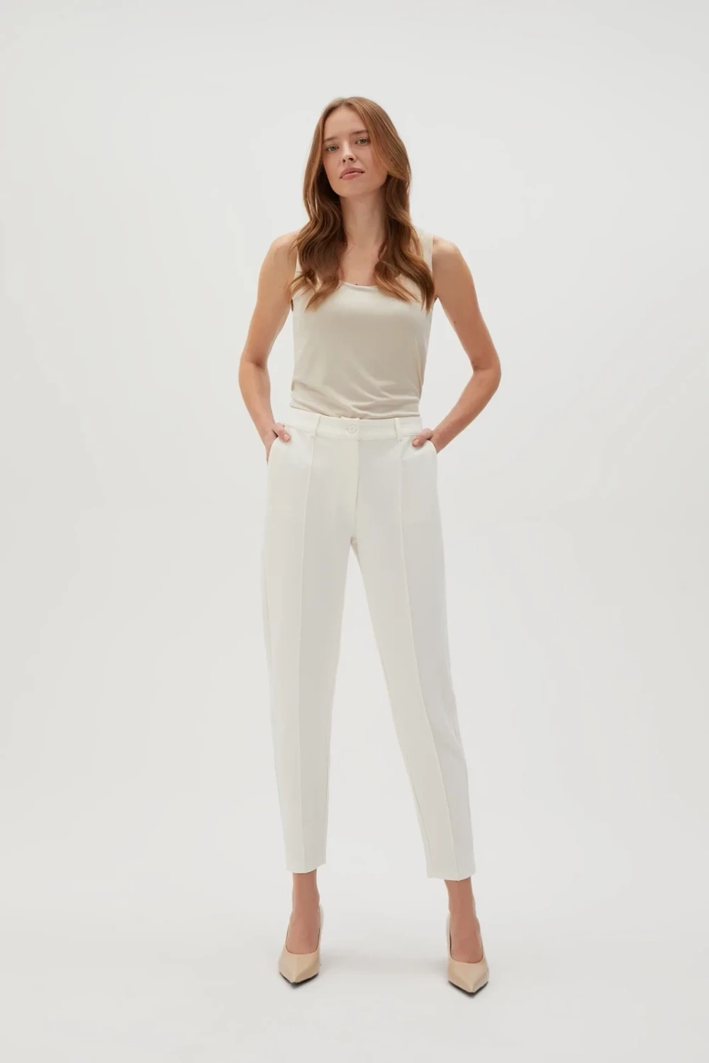 Marisse Women's Trousers L-Sp-4605 Off White