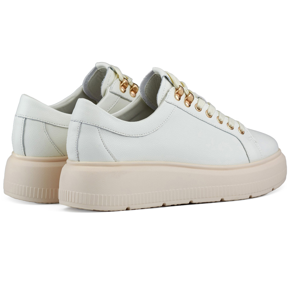 primohurt Beżowe skórzane buty damskie wiązane na platformie