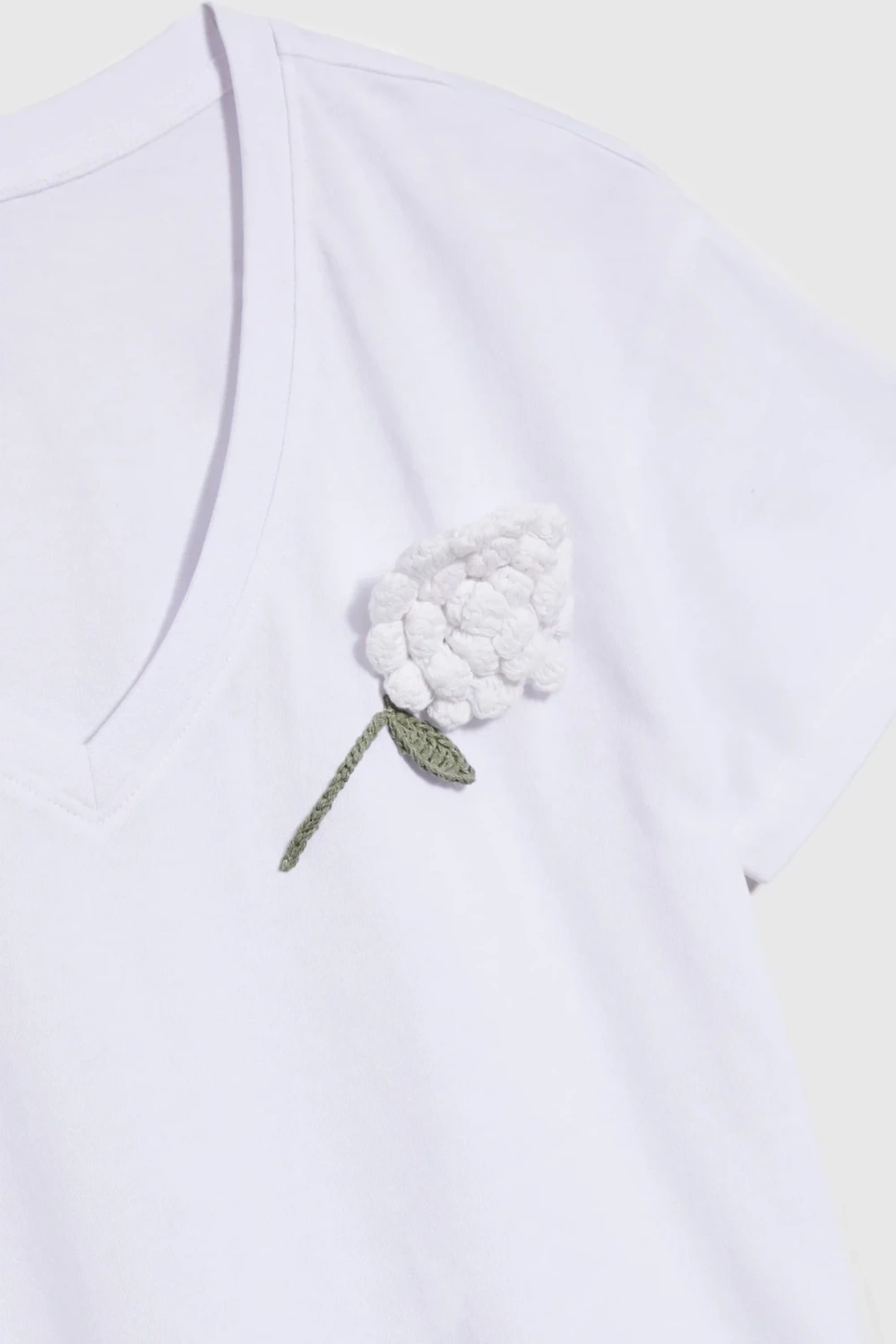 Marisse White Blouse With Crochet Appliqué