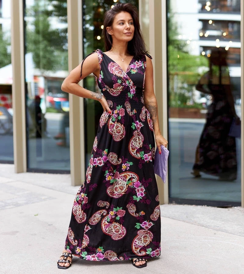 Gemre Rochie maxi cu model negru de Bagnaturo