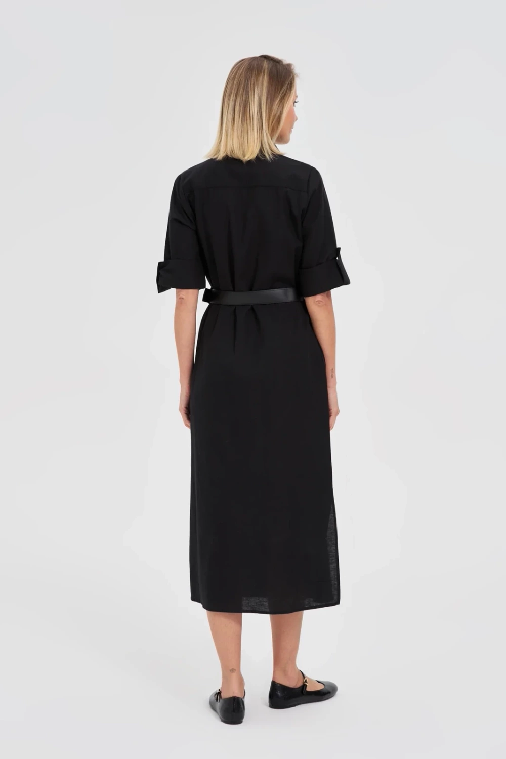 Marisse Black Midi Shirt Dress