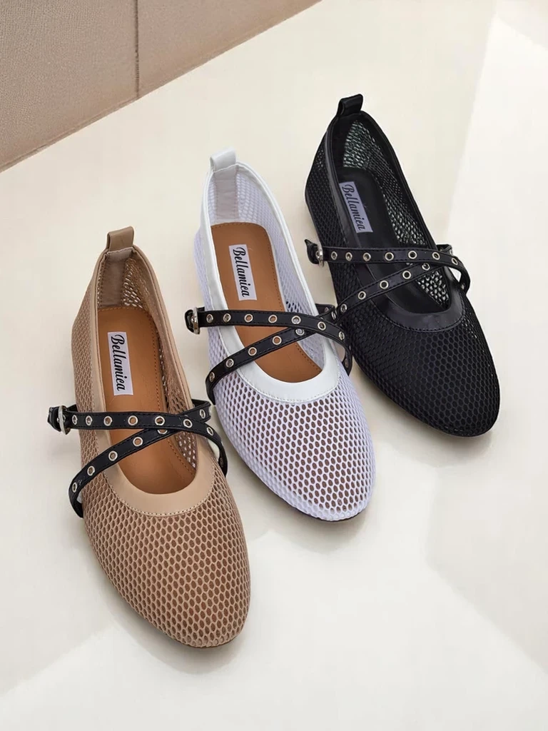 Resti Women&#039;s openwork ballet flats with strap Evanne