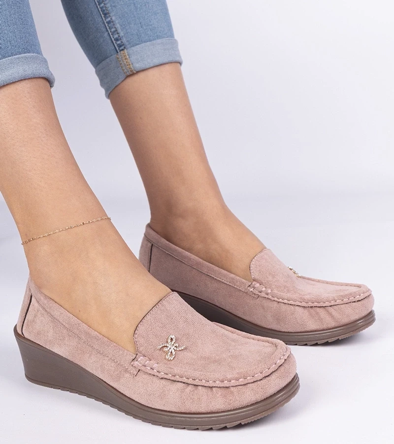 Gemre Sarimi pantofi damă roz cu platformă din piele ecologică întoarsă