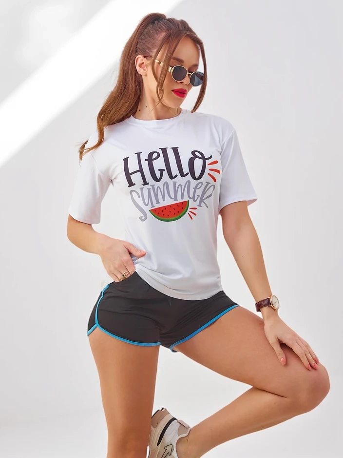 Resti Women's sports set with a t-shirt and shorts Hello Summer