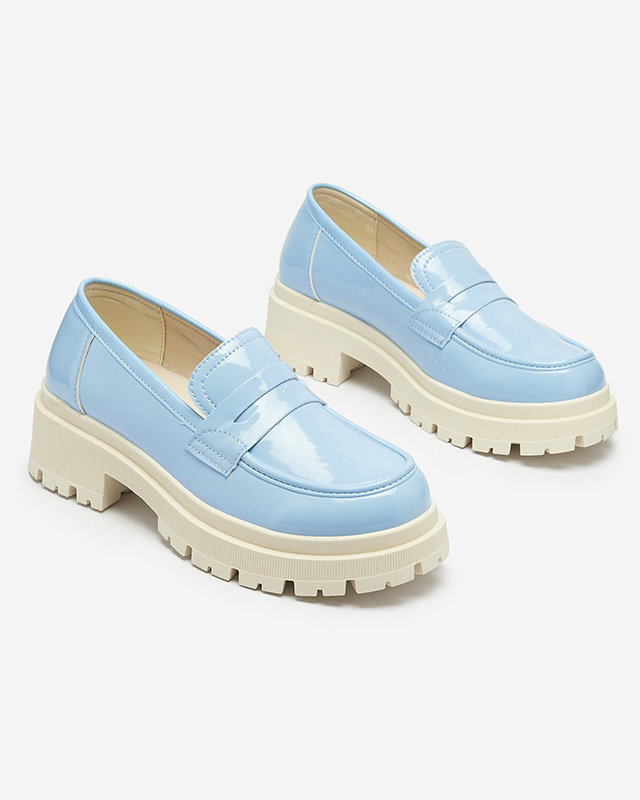 Resti Blue lacquered moccasins for women Noppel