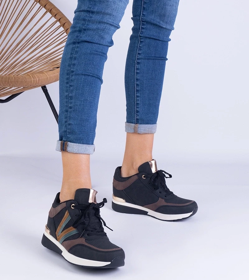 Gemre Adidași negri de damă cu platformă ascunsă Ninella