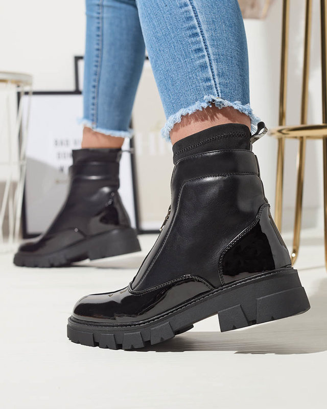 Resti Women&#039;s boots with a zipper in the middle in black Elibe- Footwear