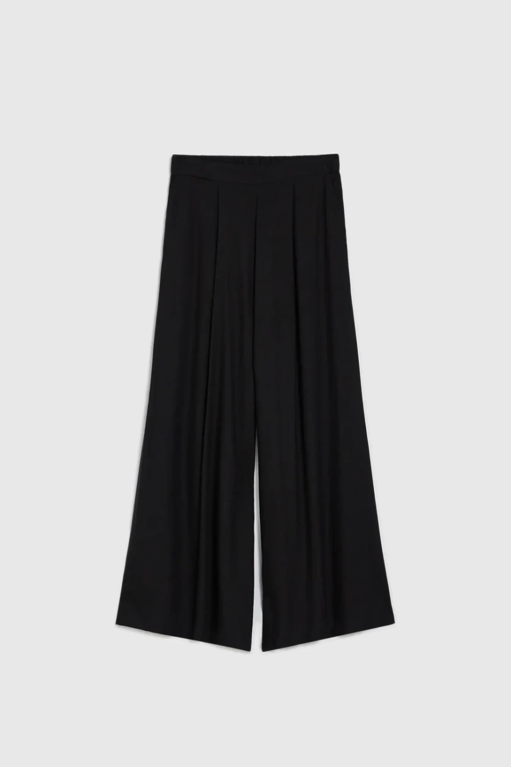 Marisse Viscose Wide-Leg Trousers, Black
