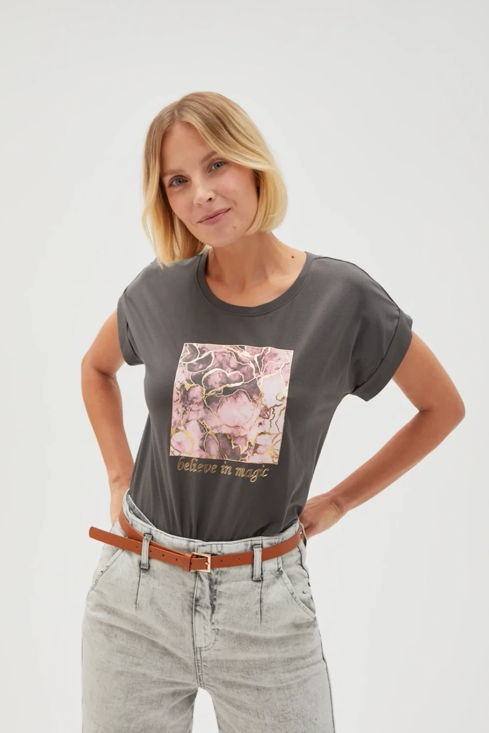 Marisse Women&#039;s T-Shirt L-Ts-4630 Grey