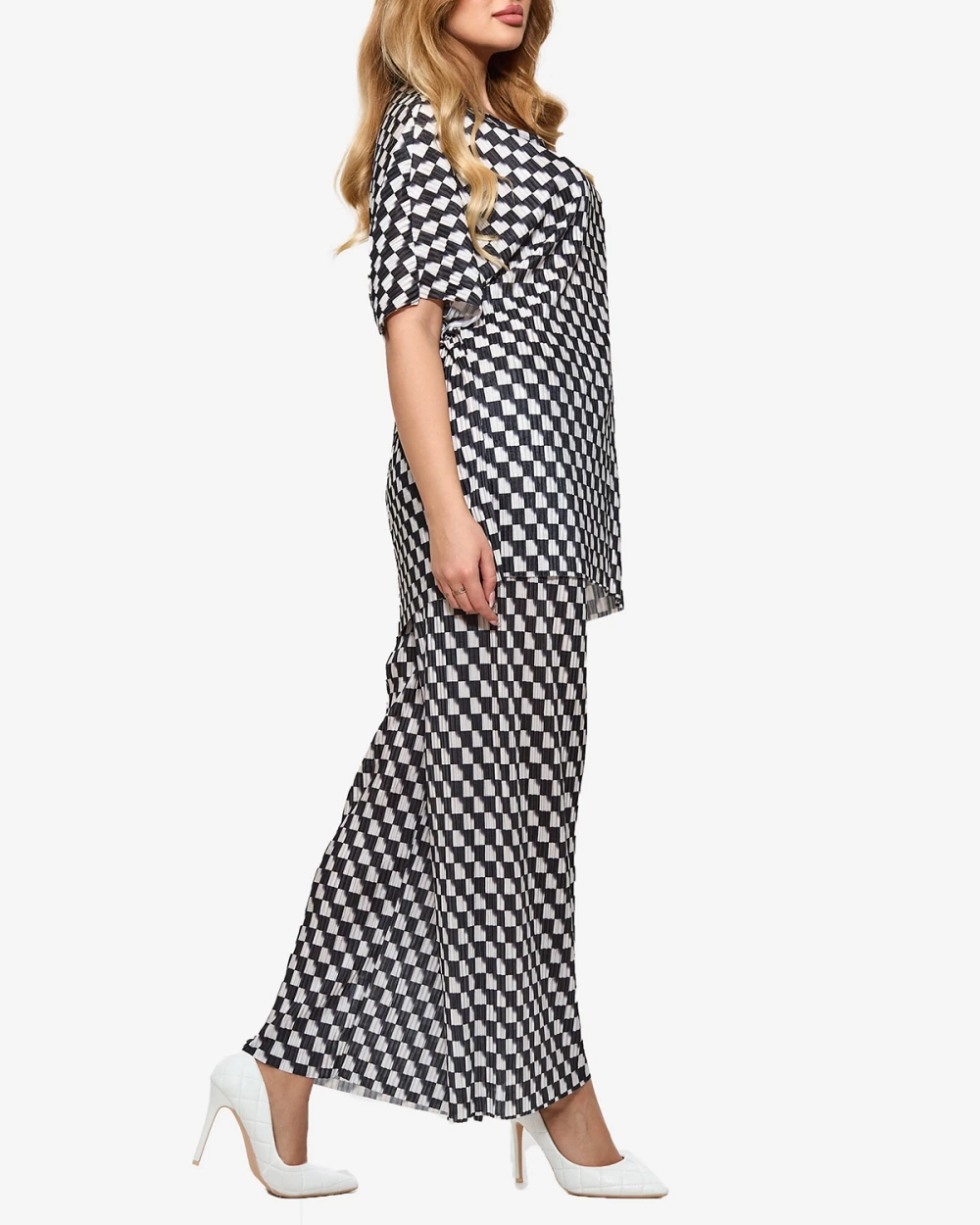 Resti Black women's pleated patterned set - Clothing
