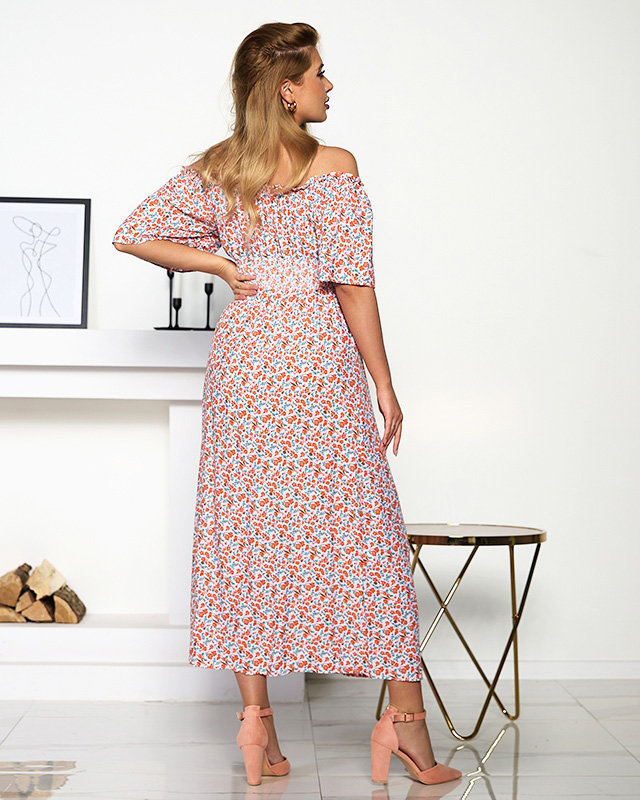 Resti Orange and white maxi dress with a floral pattern - Clothing