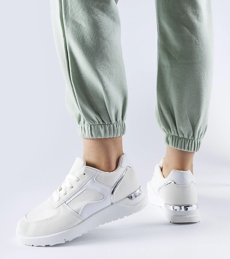 Gemre Sneakers albi din materiale combinate Gallo