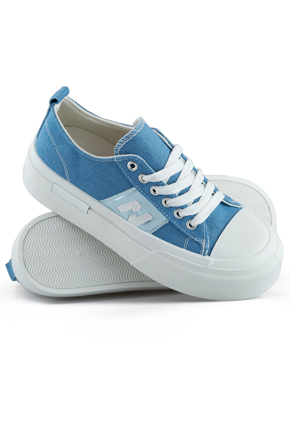 primohurt Jeansowe modne trampki damskie na grubej podeszwie platformie