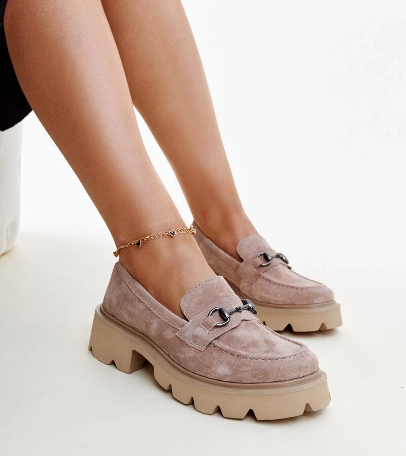 Mocasini de piele bej Vinceza