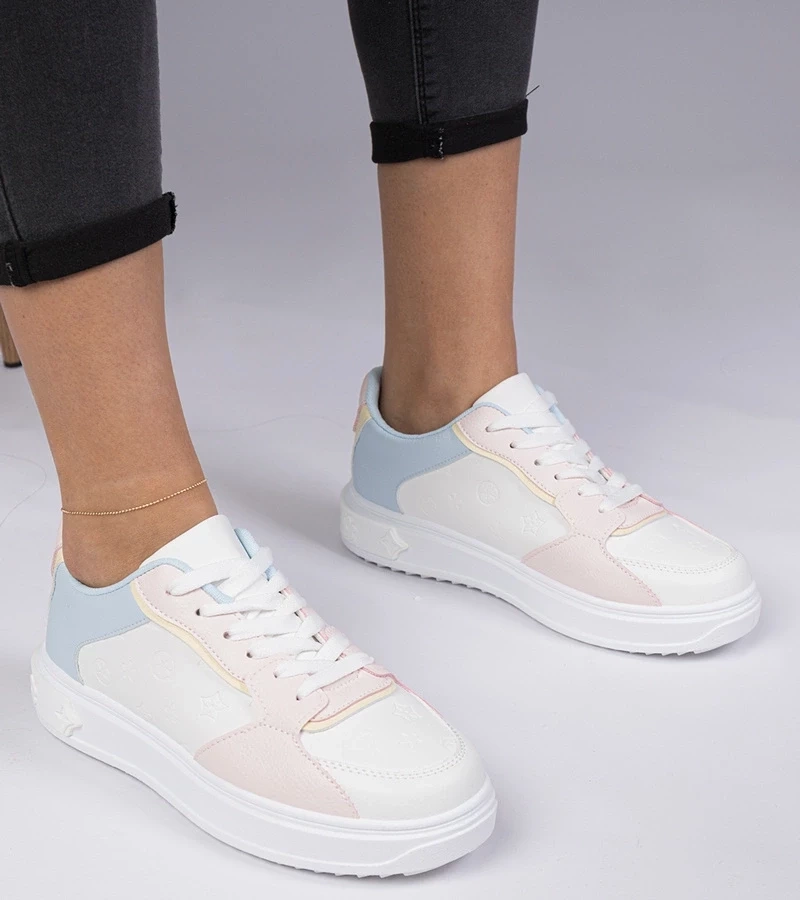 Gemre Pantofi sport alb-roz din piele ecologică Lavilia