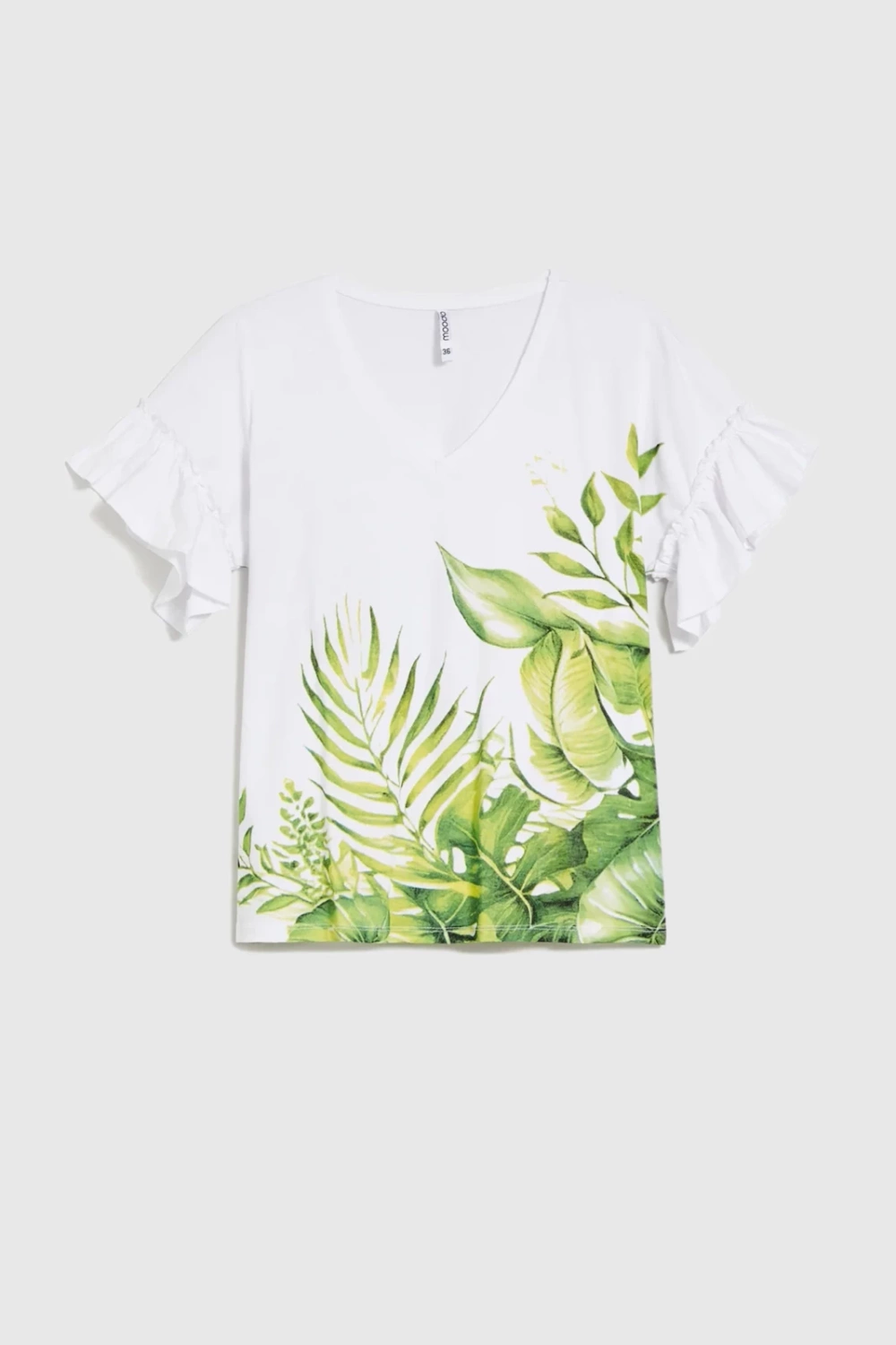 Marisse Cotton Blouse With Ruffled Sleeves, White
