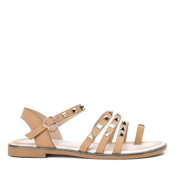 Resti Beige sandals with gold studs Sokoto - Footwear