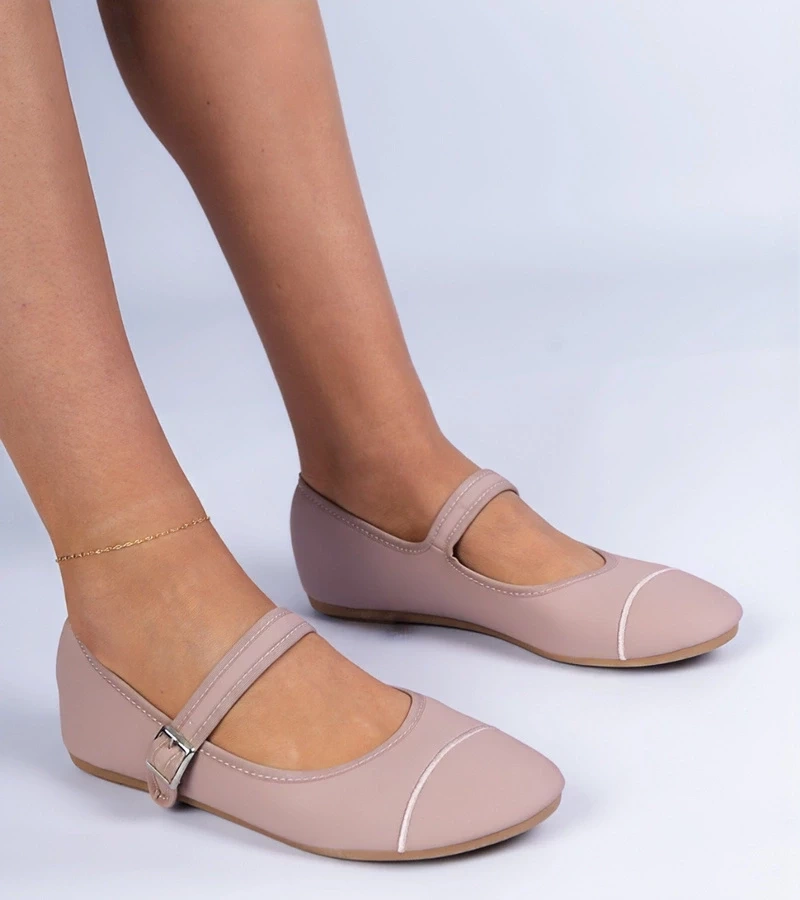 marka niezdefiniowana Pink matte finish ballerinas Longhola