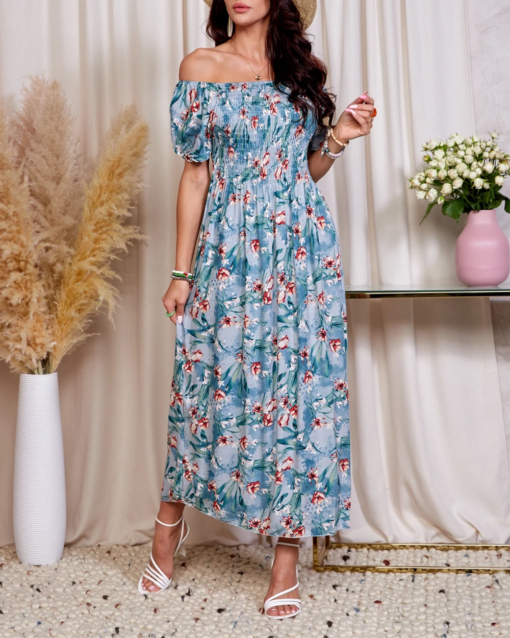 Resti Blue women's floral midi dress - Clothing
