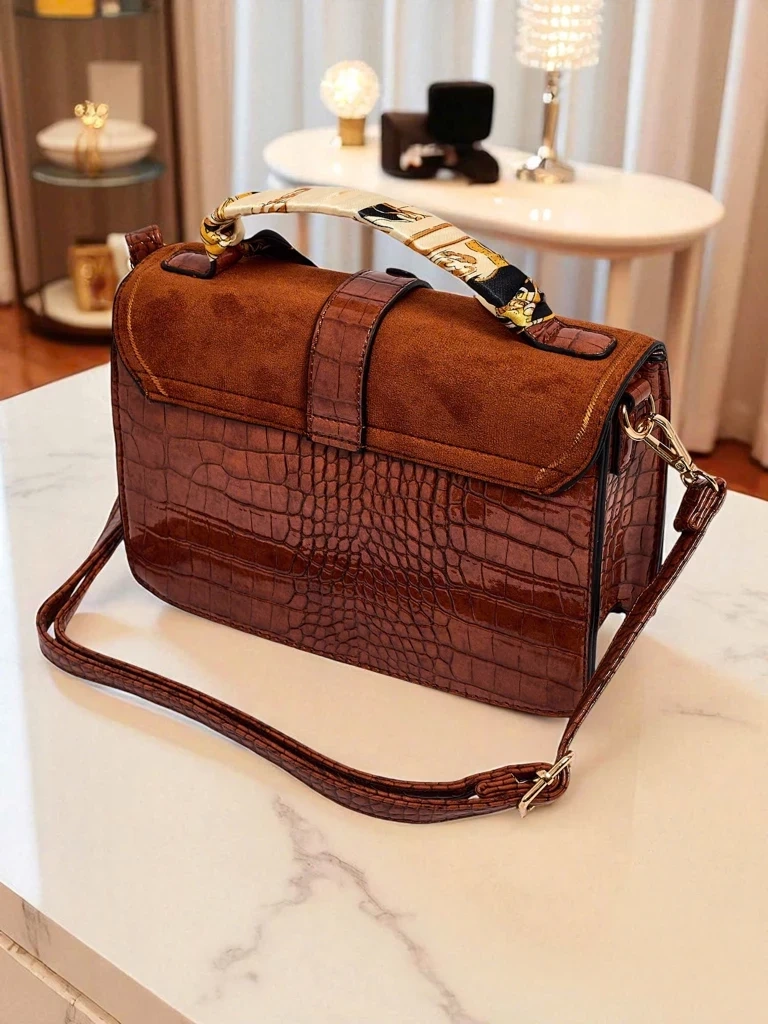 Resti Aurelia Elegante Camel - Women's Mini Suede-Patent Handbag Venezia Classico