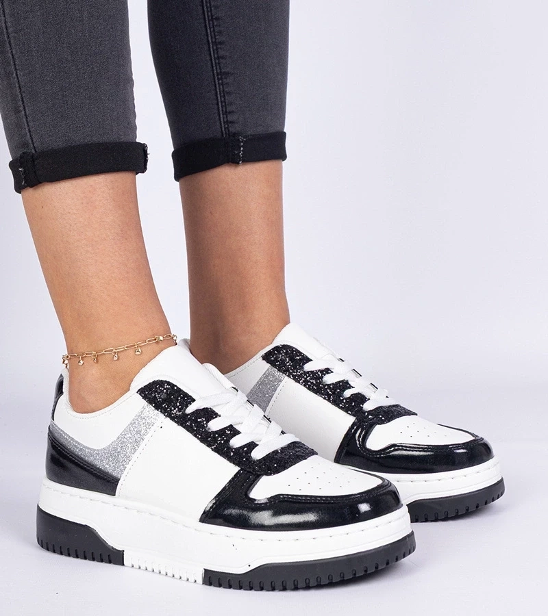 Gemre Adidași negri de damă cu talpă groasă Dolla