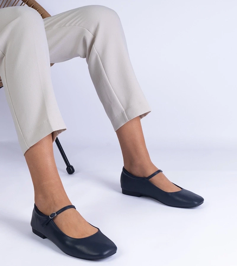 marka niezdefiniowana Navy classic eco-leather ballerinas Grenada