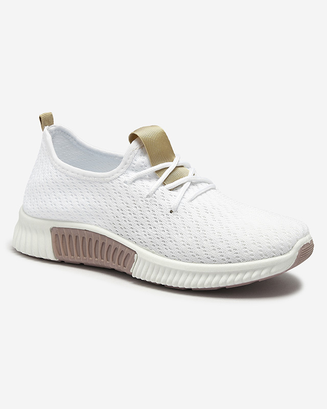 Resti White women&#039;s sports shoes with brown inserts Kedeti - Footwear