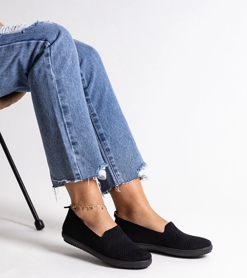 Gemre Teniși de țesătură negri, de tip slip-on, Shadhi