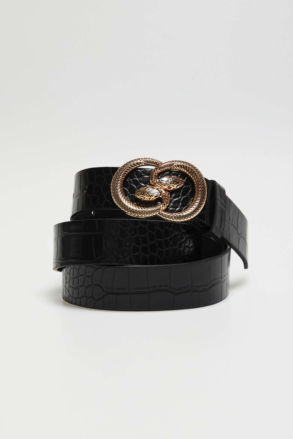Marisse Black Belt With A Decorative Snake-Shaped Buckle