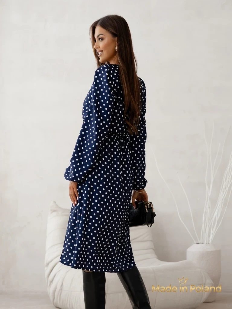 Resti Women's Midi Dress in Polka Dots Midnight Bloom