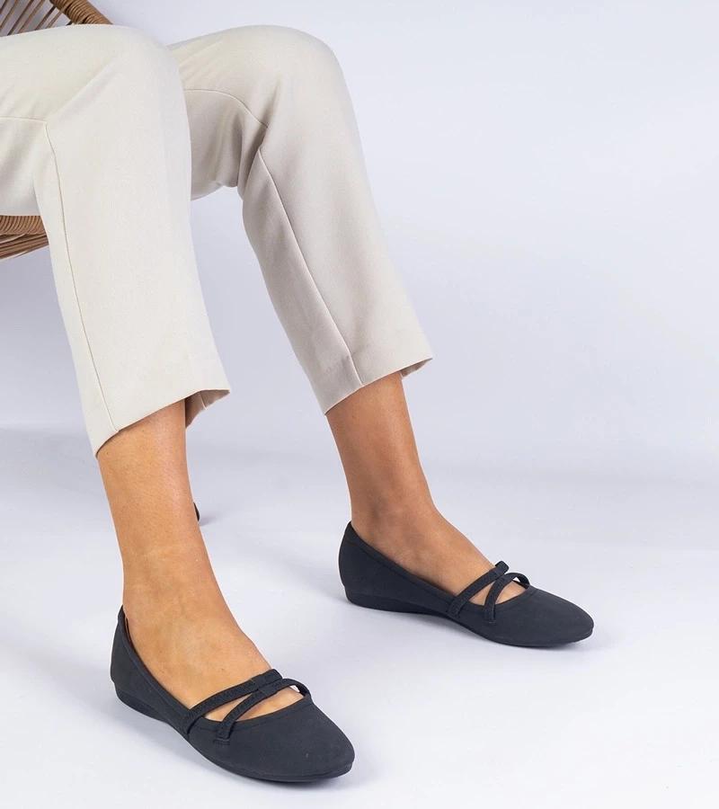 Gemre Balerini negri de damă din piele ecologică mată Baronna