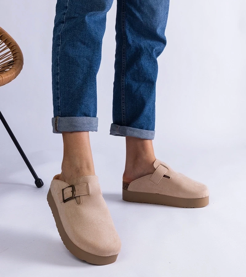 D/CEO Black slippers with fur insulated Valle