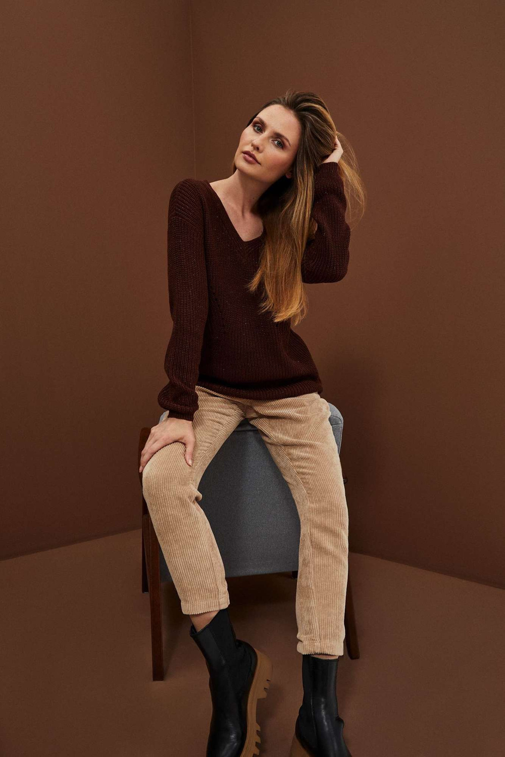 Sweater with metallic thread